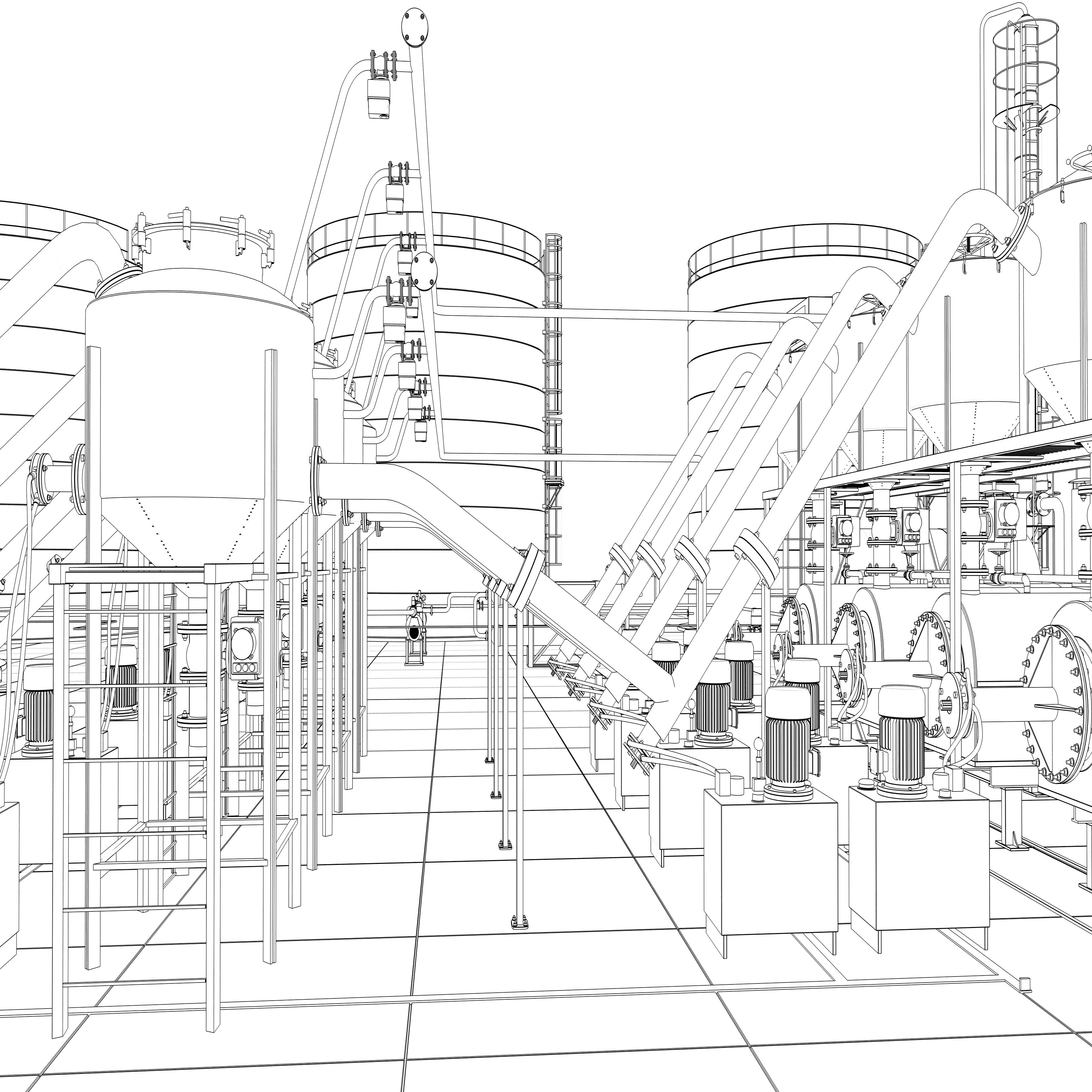 &lt;Architect pencil sketch of a dietary supplement manufacturing facility with mixing tanks, pipework, and flooring. Credit&gt; AdobeStock_250842624