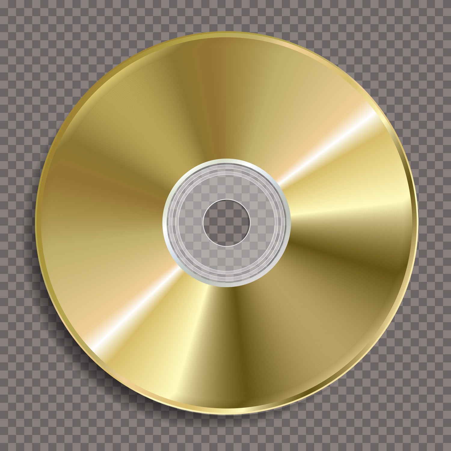 &lt;Gold CD disk on grey checked background for keeping dietary supplement GMP records. Credit&gt; AdobeStock_316729225