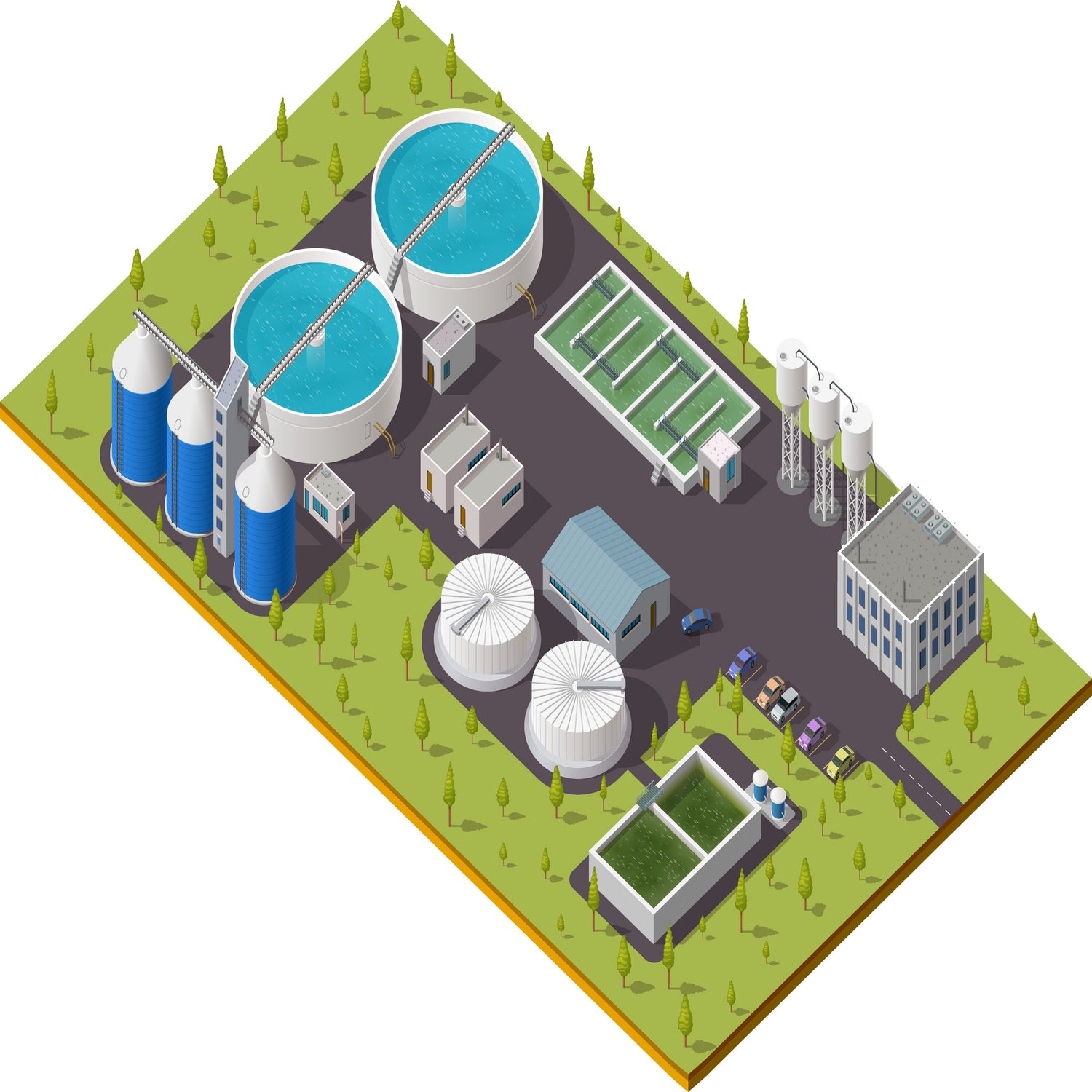 &lt;Artist overhead drawing of a dietary supplement production facility with water tanks, silos, buildings, yards and grounds. Credit&gt; AdobeStock_588558483