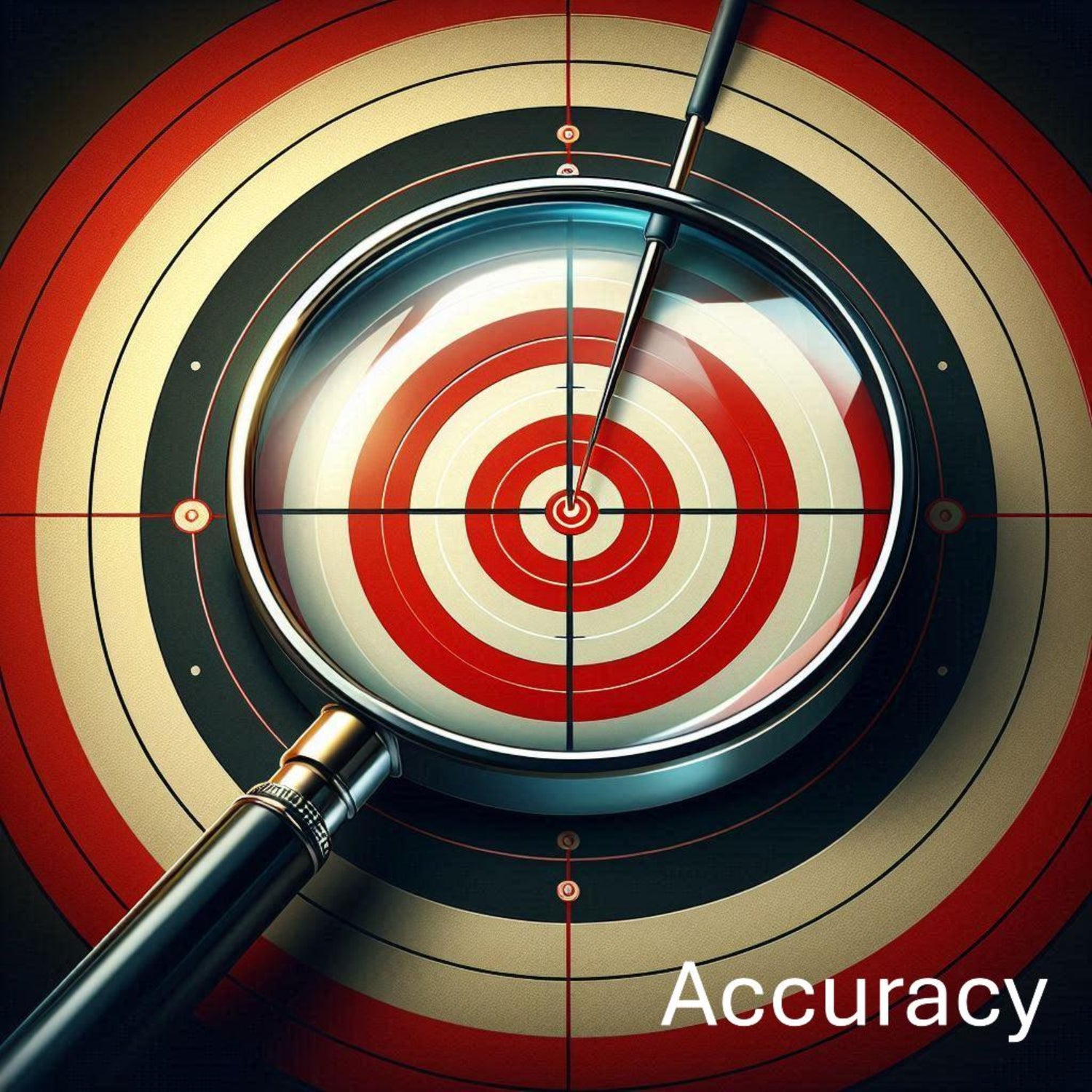 &lt;Representing Accuracy, a magnifying glass over a circular archery target to check the arrow is absolutely dead central bullseye. Credit&gt; Freepik