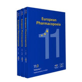 <Set of three A4 size navy blue hardback version of the European Pharmacopeia EP 11. Credit> www.edqm.eu/en/european-pharmacopoeia