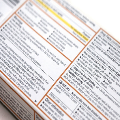 &lt;Drug facts information on the carton of a drug product. Credit&gt; 55582245 © Melinda Fawver | Dreamstime.com